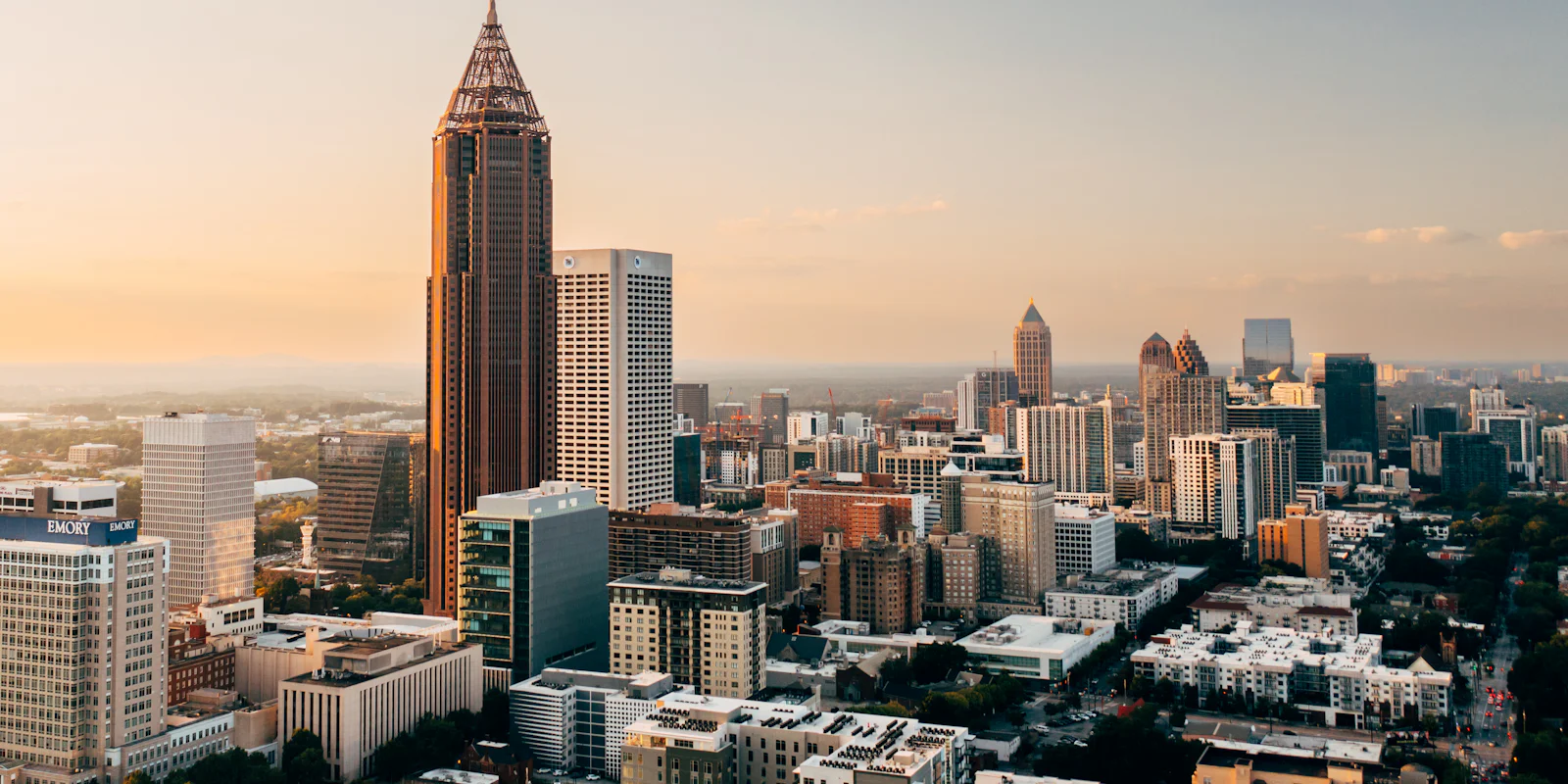 Atlanta's towers in soft daylight