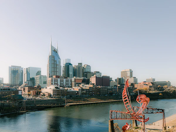 The Nashville skyline across the Cumberland River