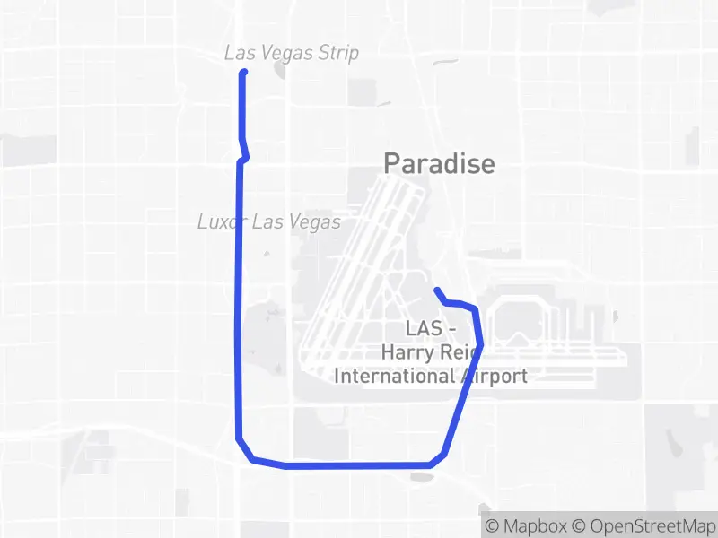 Map of the drive from LAS to Las Vegas Strip