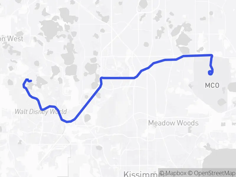 Map of the drive from MCO to Magic Kingdom